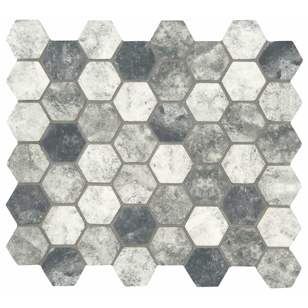 Urban Tapestry Hexagon 12 In. X 12 In. X 6 Mm Glass Mesh-Mounted Mosaic Tile, 15PK